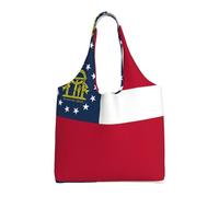 SDEGTHO Georgia State Flag Economical One-Shoulder Bags, Lightweight Reusable Grocery Shopping Cloth Bags, Suitable For Gift, Black, One Size