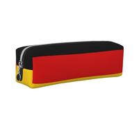 SDEGTHO German Flag Printed Leather Zipper Pencil Case for Students, Multi Purpose Pen Pouch for Kids Small Makeup Bag for Pens, Pencils, Markers
