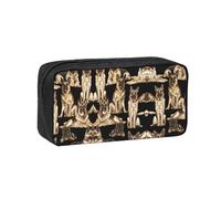 SDEGTHO German Shepherd Dog Printed Aesthetic Pen Bag with Elastic Loops, Large Open-Top Pencil Case for Desk and Backpack