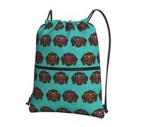 SDEGTHO German Shorthaired Pointer in Glasses Print Zipper Backpack, Water Resistant Drawstring Bag, Compact Foldable for Sports Yoga Dance