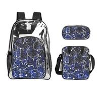 SDEGTHO Glow in The Dark Printed See-Through School Bag Bundle, Sturdy Handle 3pc Set, Events Stadium Concerts Approved