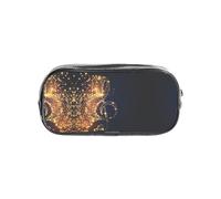 SDEGTHO Gold Musical Note with Fallen Shiny Star Printed See-Through Pencil Case, Large Capacity Single Compartment, Protective Storage for Pens