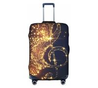 SDEGTHO Gold Musical Note with Fallen Shiny Star Printing Elastic Suitcase Cover Dust Proof Scratch Resistant Fits Central Handle Luggage for Trips