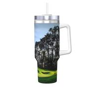 SDEGTHO Golf Course And Tree 40 Oz Ice Bully With Handle And Straw Made Of Stainless Steel, Double Wall Insulated With Lid