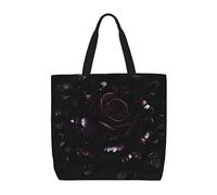 SDEGTHO Gothic Rose Print Polyester Tote Bag For Everybody With Inner Pockets, Laptop Bag With Zipper For Work Travel., Black, One Size
