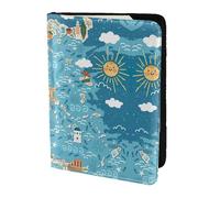 SDEGTHO Greece Map Printing Passport Holder for Travel Must Have,Passport Cover Case for Travel Accessories for Women Men