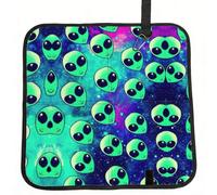 SDEGTHO Green alien Printed Foldable Seat Pad with Closure, Lightweight Cushion for Airplane Travel Camping