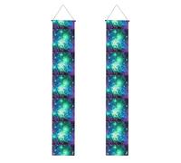 SDEGTHO Green Blue Purple Galaxy Large Funny Spring Door Decorations Kit, Spring Sign Banner for Home School Office Decor