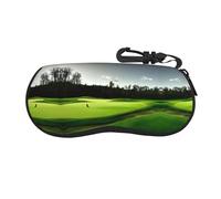 SDEGTHO Green Golf Course Printing 1 Pack Summer Sunglasses Case Portable Travel Zipper Eyeglasses Case With Hook For Travel, Black, One Size