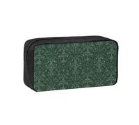 SDEGTHO Green Scroll Pattern Design (2) Printed Pencil Organizer Roomy Zip Bag Durable Polyester Storage Pouch for Students Artists Work Travel