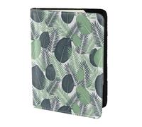 SDEGTHO Green Tropical Leaves Printing Passport Holder Cover Wallet Cowhide Card Case Travel Must Have Accessories for Women Men