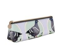 SDEGTHO Grey Pigeon Print Fashion Triangular Leather Zipper Pencil Pouch With Large Storage Capacity Pencil Pouch, White, One Size, Art Deco
