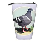SDEGTHO Grey Pigeon Print Standing Pencil Case,Cute Stand Up Pencils Pouch,Telescopic Pen Pouches,Portable Pens Holder, Black, One Size, Fashion