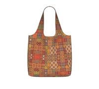 SDEGTHO Group of Moroccan Geometric Printed Foldable Shopping Bag Reusable, Large Capacity Tote for Grocery, Travel and Commuting