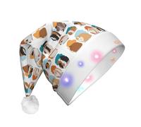 SDEGTHO Guinea Pig Illustration Santa Hat Light Up Christmas With Led Lights Flashing For Adults