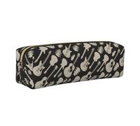 SDEGTHO Guitar Pattern Printed Leather Zipper Pencil Case for Students, Multi Purpose Pen Pouch for Kids Small Makeup Bag for Pens, Pencils, Markers