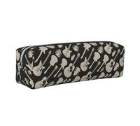 SDEGTHO Guitar Pattern Printed Leather Zipper Pencil Case for Students, Multi Purpose Pen Pouch for Kids Small Makeup Bag for Pens, Pencils, Markers