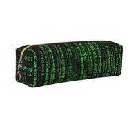 SDEGTHO Hacker Era Print Leather Pencil Case for Students, Simple Pen Bag for Boys Girls Small Zipper Pouch for School Supplies, Markers, Makeups, Coins