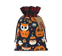 SDEGTHO Halloween Owl Ghost Pumpkin 1pcs Durable Material Tote Bag 4.7x 6.9in With Drawstring Choice For Halloween Stylish Gift