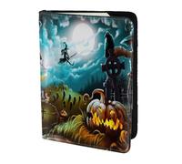SDEGTHO Halloween Pumpkin Graveyard Printing Passport Holder for Travel Must Have,Passport Cover Case for Travel Accessories for Women Men