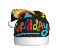 SDEGTHO Happy Birthday Big Cake Printing 1 Pcs Christmas Knitted Santa Hats Elf Hat Crochet Christmas Beanie Xmas Party Caps For Adults Women Men