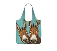 SDEGTHO Happy Donkey Print Packable Grocery Shopper Reusable Tote 25l Polyester Shoulder Bag Modern Holiday Gift