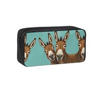 SDEGTHO Happy Donkey Printed Stationery Case Spacious Pencil Pouch Polyester Zip Organizer for School College Office Days