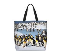 SDEGTHO Happy Penguin Polyester Tote Bag For Everybody With Inner Pockets, Laptop Bag With Zipper For Work Travel., Black, One Size