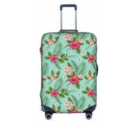 SDEGTHO Hawaiian Tropical Leaves Flowers Printing Elastic Suitcase Cover Dust Proof Scratch Resistant Fits Central Handle Luggage for Trips