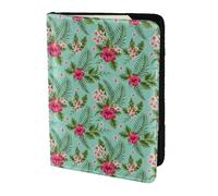 SDEGTHO Hawaiian Tropical Leaves Flowers Printing Passport Holder Cover Wallet Cowhide Card Case Travel Must Have Accessories for Women Men