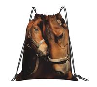 SDEGTHO Horse Printed Drawstring Backpack Gym Bag, Lightweight Water-Resistant Sports Backpack For Men Women, Yoga, Running, Workout
