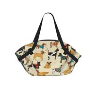 SDEGTHO Hound Dogs Stylish Printed Round Picnic Blanket Tote, 2-in-1 Waterproof Mat for Camping & Outdoor Activities