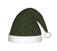 SDEGTHO Hunter Green Floral Petals Pattern Kids Santa Hat Red Santa Comfortable Christmas For Children Holiday Xmas