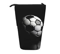 SDEGTHO I Like Soccer Standing Pencil Case,Cute Stand Up Pencils Pouch,Telescopic Pen Pouches,Portable Pens Holder, Black, One Size, Fashion