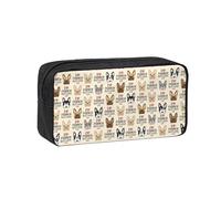 SDEGTHO I Love French Bulldog Printed Pencil Organizer Roomy Zip Bag Durable Polyester Storage Pouch for Students Artists Work Travel