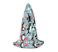 SDEGTHO I Love Penguins Halloween Hooded Cloak Long Hooded Cloak Carnivals Cloak Costumes Hooded Cape Masquerade