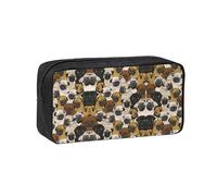 SDEGTHO Imagen De Pug Printed Aesthetic Pen Bag with Elastic Loops, Large Open-Top Pencil Case for Desk and Backpack