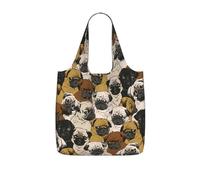 SDEGTHO Imagen De Pug Printed Foldable Shopping Bag Reusable, Large Capacity Tote for Grocery, Travel and Commuting