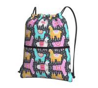 SDEGTHO Indian Alpaca Print Foldable Backpack, Adjustable Drawstring Water Resistant Bag for Quick Trips and Outings