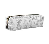 SDEGTHO Instruments Performers Notes and Little Birds Print Leather Pencil Case for Students, Simple Pen Bag for Boys Girls Small Zipper Pouch for School Supplies, Markers, Makeups, Coins