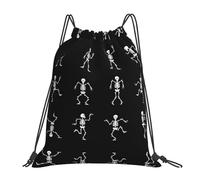 SDEGTHO Interesting Skeleton Printed Drawstring Backpack Gym Bag, Lightweight Water-Resistant Sports Backpack For Men Women, Yoga, Running, Workout