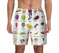 SDEGTHO Introduction of Various Vegetables Mens Double Polyester Swimsuit Trunks Swim Shorts with Compression Liner and Patch Pocket. Black