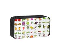 SDEGTHO Introduction of Various Vegetables Printed Spacious Pencil Bag, Oxford Cloth Pen Pouch Holds 50+, for Students Artists Writers