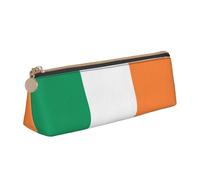 SDEGTHO Irish Flag Fashion Triangular Leather Zipper Pencil Pouch With Large Storage Capacity Pencil Pouch, White, One Size, Art Deco