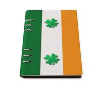 SDEGTHO Irish Flag Lays Flat A5 Notebook, Refillable Leather Journal for Daily Organizer, Business Notes