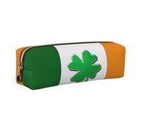 SDEGTHO Irish Flag Print Leather Pencil Case for Students, Simple Pen Bag for Boys Girls Small Zipper Pouch for School Supplies, Markers, Makeups, Coins