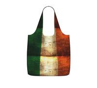 SDEGTHO Irish Flag Print Packable Grocery Shopper Reusable Tote 25l Polyester Shoulder Bag Modern Holiday Gift