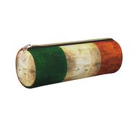 SDEGTHO Irish Flag Printed Round Leather Pencil Organizer, Compact Zippered Pouch, Sl esk Accessory Storage