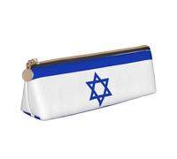 SDEGTHO Israeli Flag Fashion Triangular Leather Zipper Pencil Pouch With Large Storage Capacity Pencil Pouch, White, One Size, Art Deco