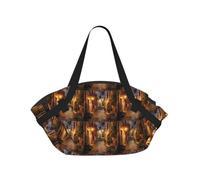 SDEGTHO Italian Old Street Printed 2-in-1 Camping Blanket and Tote, Polyester Composite 37in Round, Weekend Park Travel
